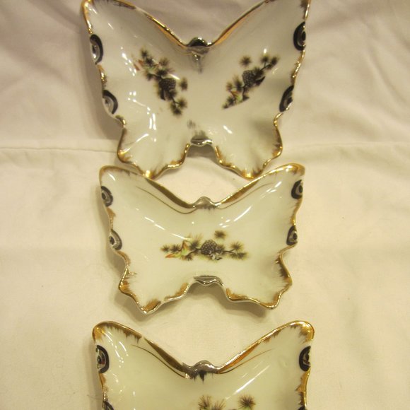 VTG 60'S SET OF 3 BUTTERFLY NESTING DISHES - Picture 1 of 8